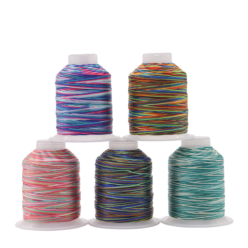 High Temperature Resistant 100G Weight 15ply Rainbow Weaving Crafts Polyester Thread