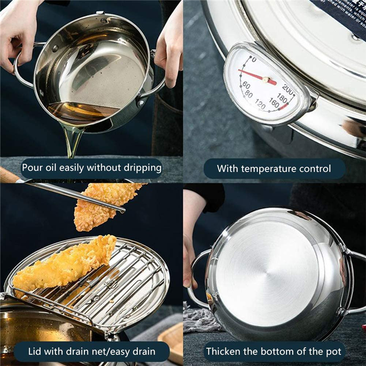 Custom Deep Frying Pots Restaurant Kitchen Fryer Pot Round Body Designed