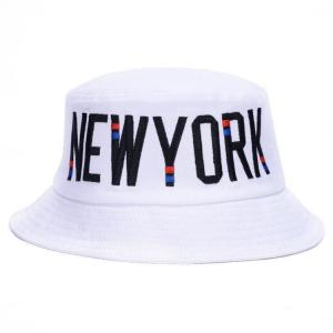 China Embroidery New York Style Fisherman Bucket Hat 100% Polyester Fabric on sale