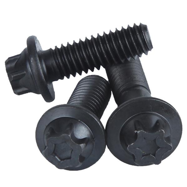 DIN 34801 Steel Black Oxide Hexalobular Head Wabbler Flange Bolt