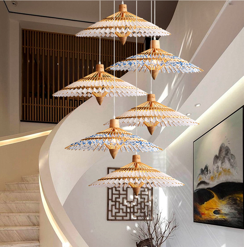 Bamboo Pendant Light For Kitchen Living Room E27 Wood Hanging Lighting Umbrella Pendant Lamp(WH-WP-61)