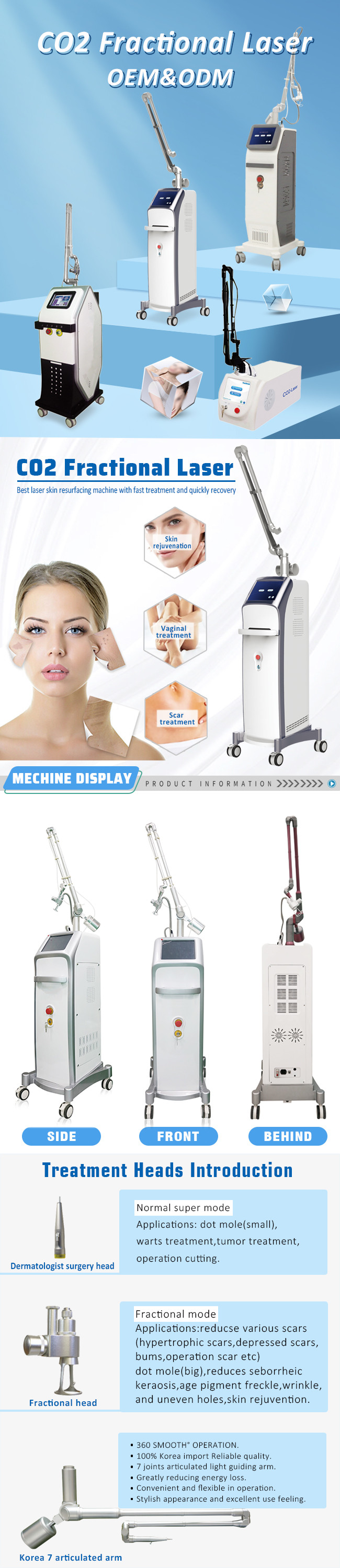 0.1mm Co2 Fractional Laser Machine Acne Scar Removal Ablative Laser Skin Resurfacing