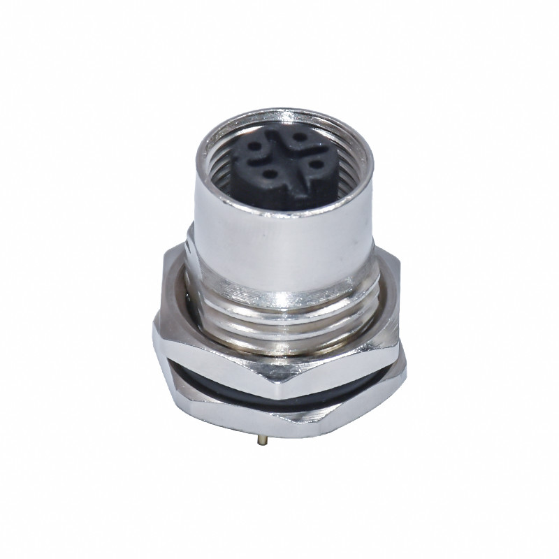 Front Panel Mount M12 D Coded Connector IP68 PA66 Ethernet And Profinet