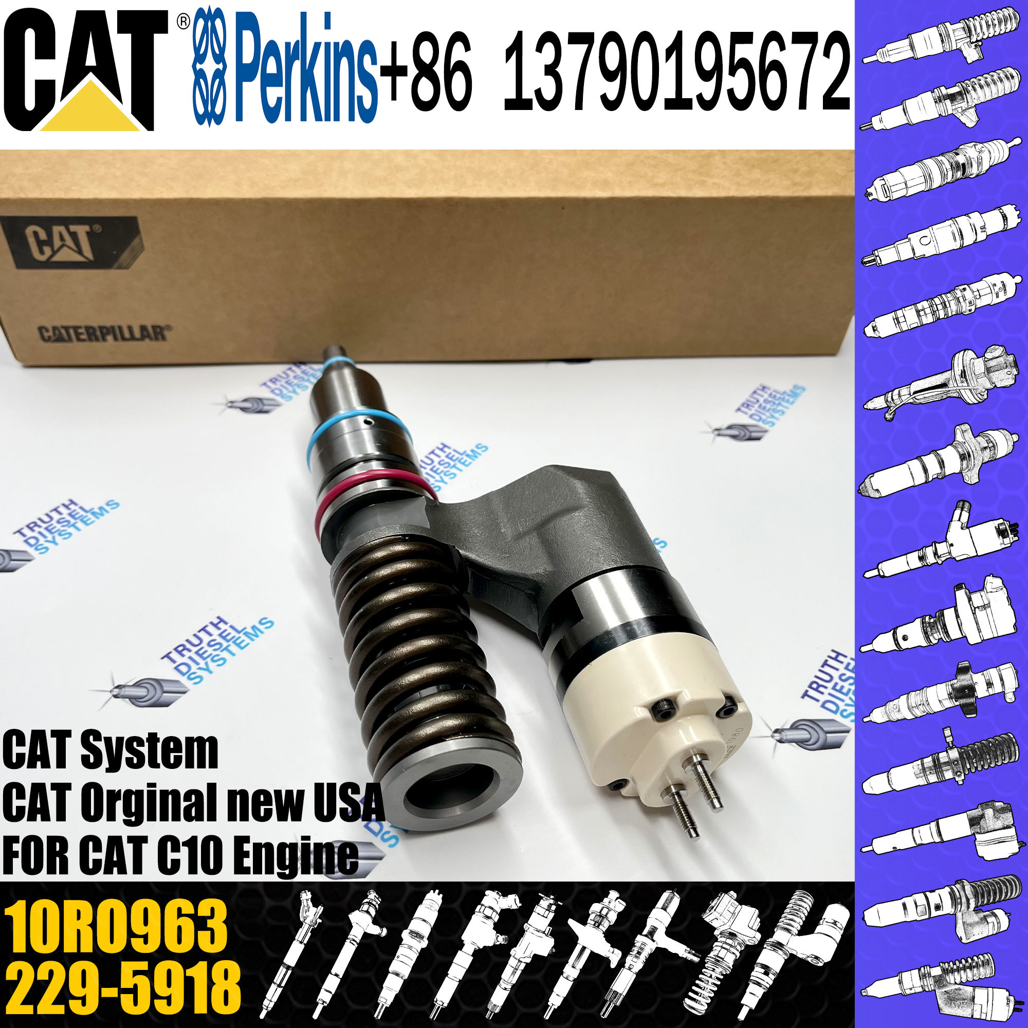 diesel fuel engine injector 10RO963 229-5918 212-3463 212-3464 for CAT c10 engine