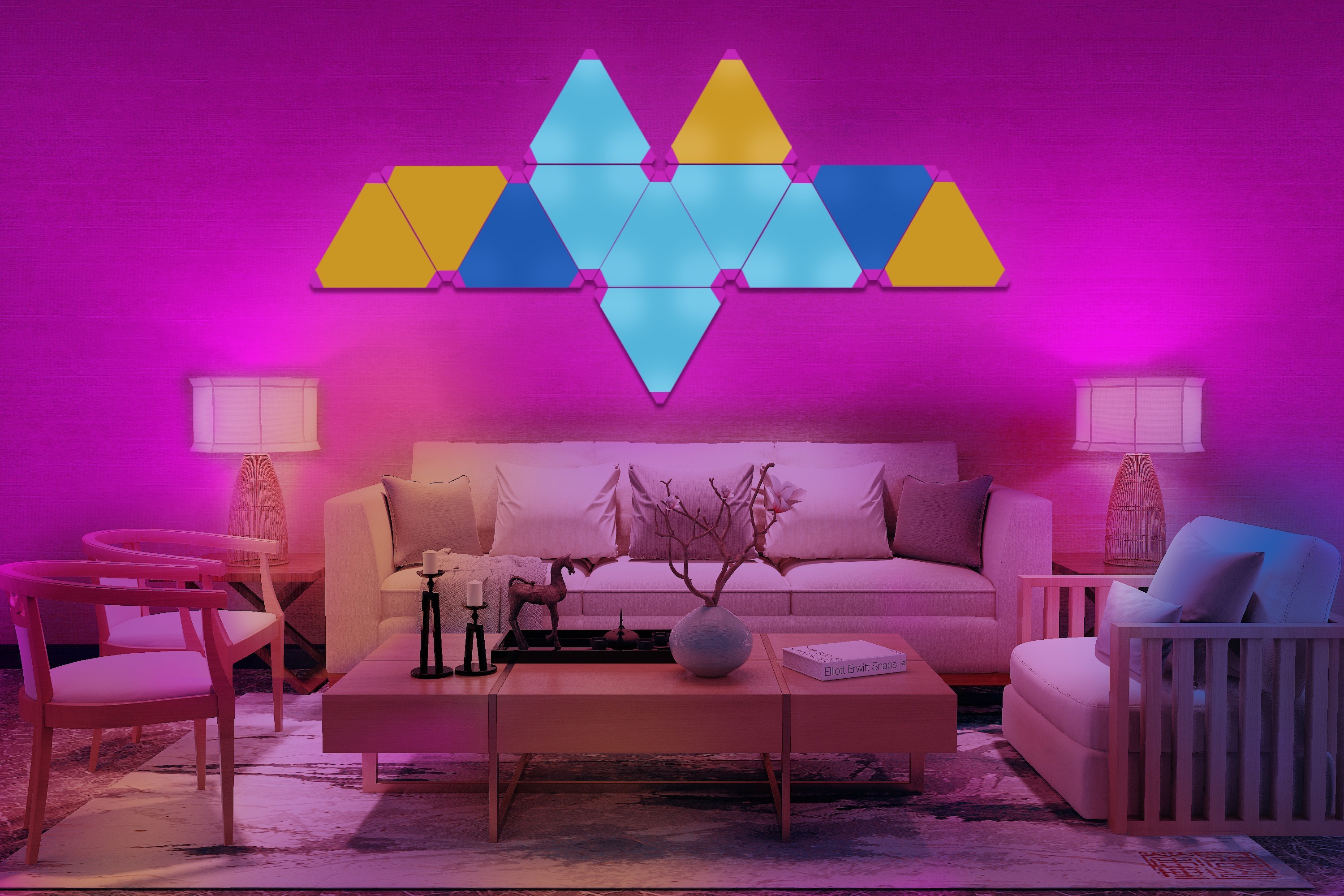 24V RGBIC 16.7M Color Gaming Triangle Light with Smart Control Alexa Compatible