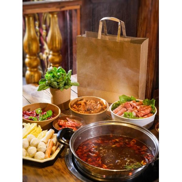 Flexo Printing Recycled Flat Handle Paper Bag Biodegradable Plain Brown Kraft Paper Bag