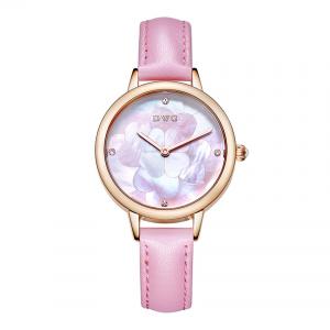 China Mineral Glass Lens Leather Strap Quartz Watch MOP Dial Alloy Quartz Wrist Watch on sale