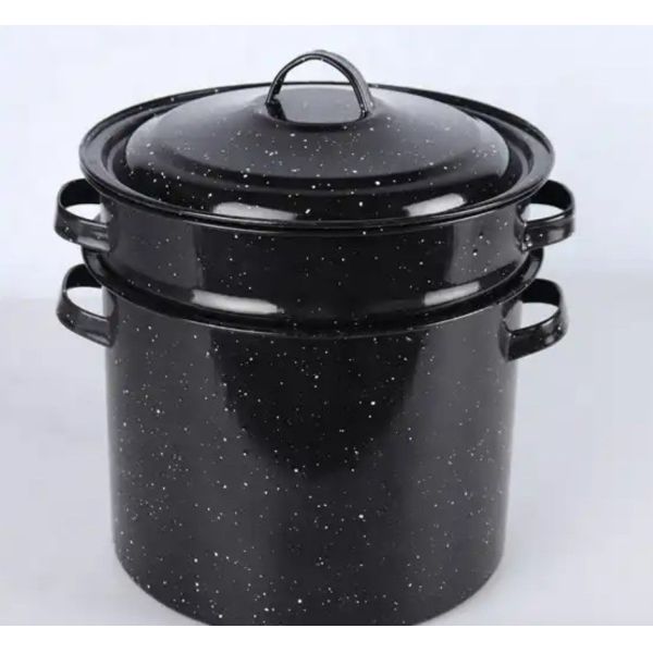 Custom Logo Black Enamel Cook Pot Multi Purpose Two Ear Kitchenware For Big Chief