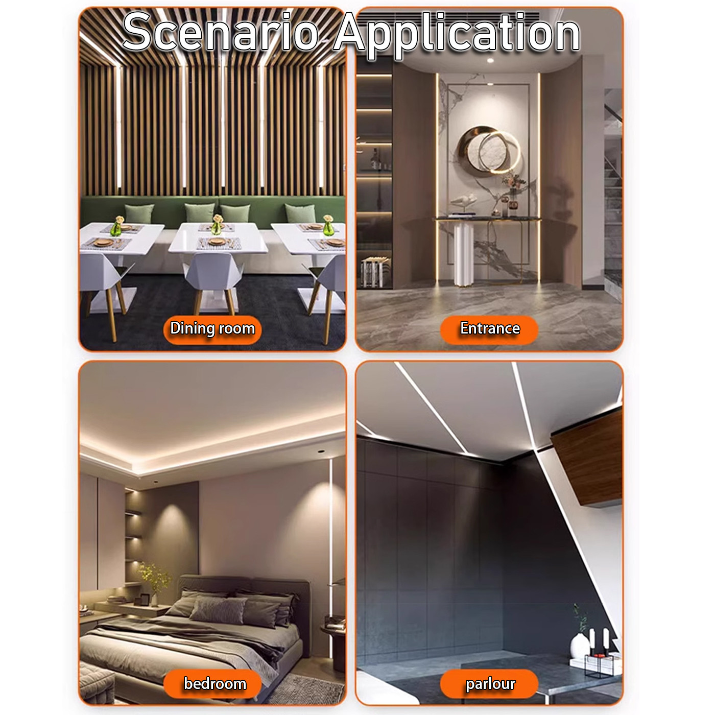LED Embedded Aluminum Alloy Light Trough U-Shaped Aluminum Profile Living Room Ceiling Linear Light Strip
