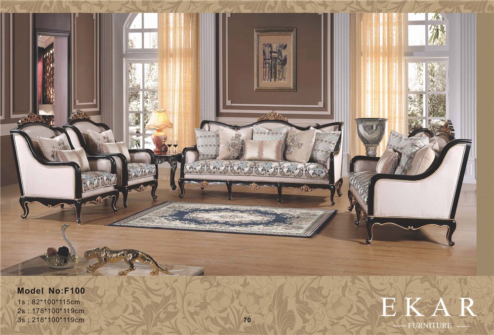 Classic Royal Upholstery Gray velvet Fabric Livingroom Furniture Sofa Set