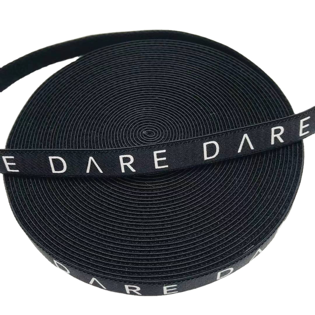 10 mm black shiny printed elastic trimming waist bands tape ribbon for bra