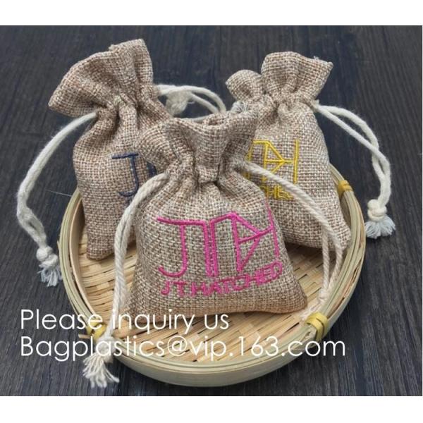Assorted Colors Burlap Gift Bags with Double Jute Drawstrings Candy Sack Pouch Halloween Treat Gift Bags with Different