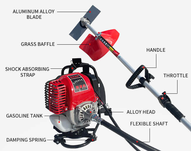Multi Function Gasoline Brush Cutter 0.75KW 4 Stroke Backpack Grass Cutter