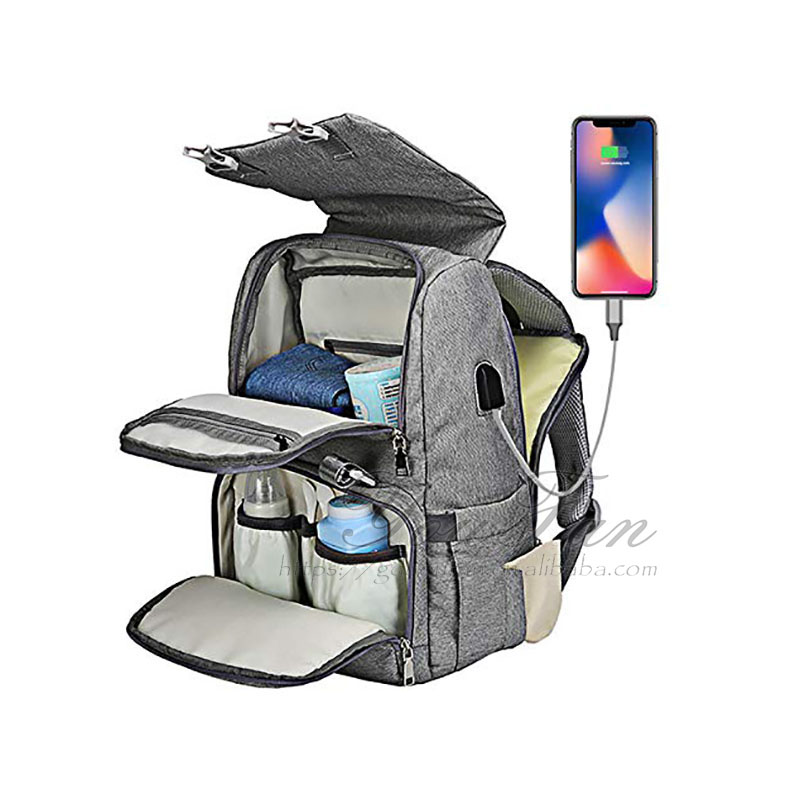 Large Capacity Nappy Bags with Changing Pad diaper bag with usb