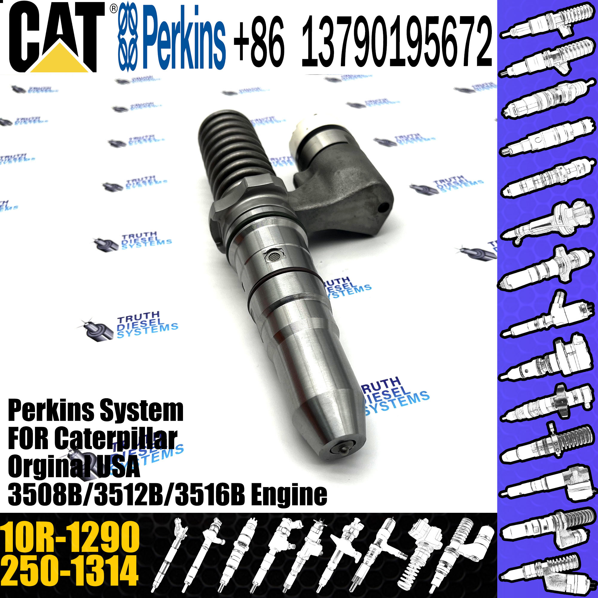 New Common Rail Fuel Injector 250-1314 2501314 10R-1290 for Engine 3508B 3512B 3516B