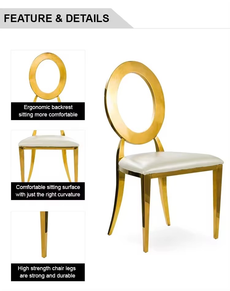 Metal Round Back Cushion Seat Banquet Chairs For Wedding Events At Hotels Restaurants