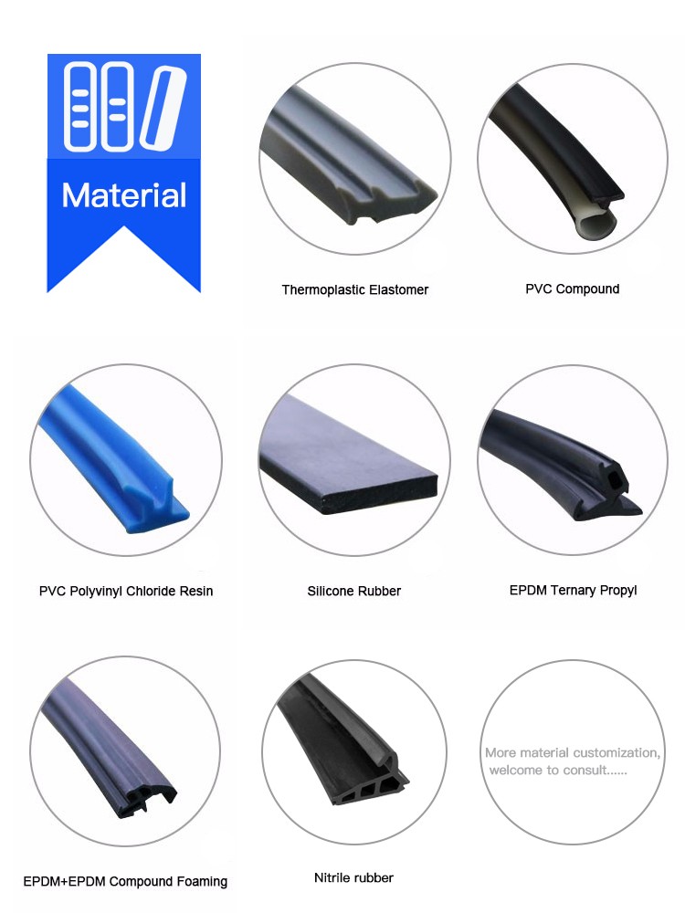 Flexible Rubber Edge Trims for Glass or Metal Sheets U Profile EPDM or PVC Extrusion