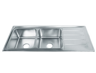 With Drainboard Polished Stainless Steel Double Bowl Sink Kitchen Sink Grid