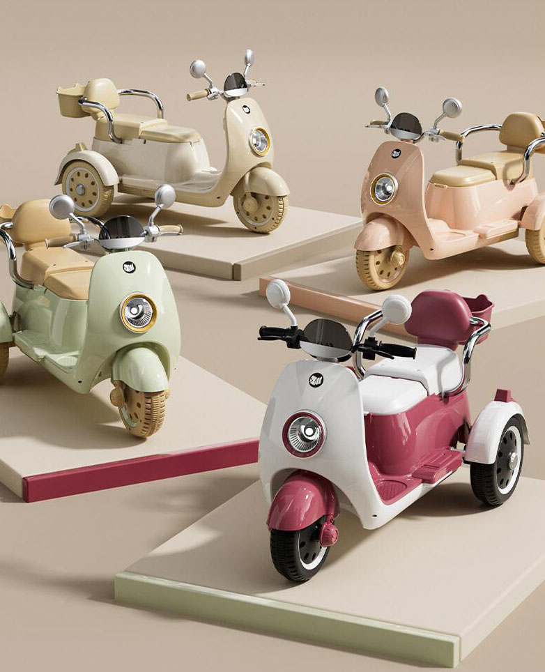 Plastic Children's Electric Motorcycles Charging Two Person Tricycles for Boys and Girls