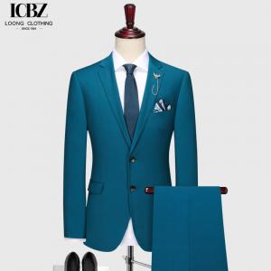 Quality Men's Dark Green Notch Lapel 3-Piece Suit with Anti-Shrink Fabric and Customers' Option for sale