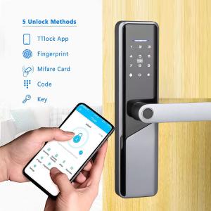 Quality Black Color Biometric Fingerprint Keyless Digital Door Lock With FCC Certification for sale