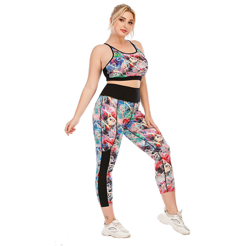Athletic Patterned Yoga Pants Quick Dry Breathable Women Plus Size Floral Print Leggings
