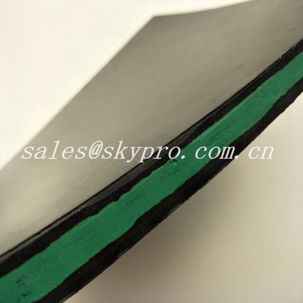 Wear - Resisting 30mm Black + Green + Black Sandwich Skirting Rubber Sheet Panel