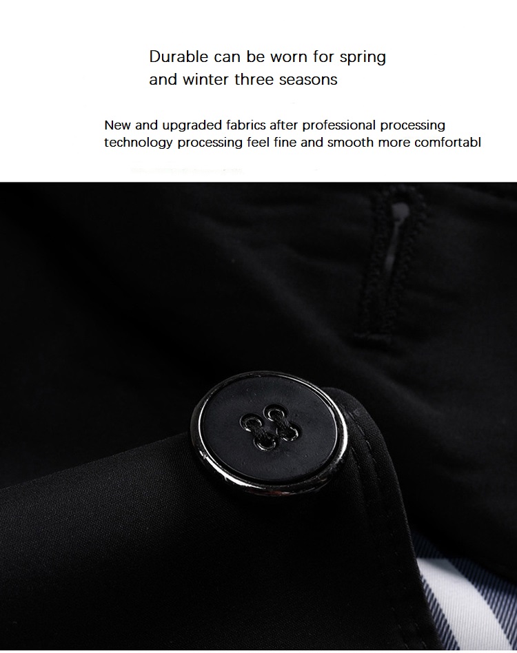 Men's Jackets Fashion Windproof Casual Slim Fit Windbreaker Long Coat With Suit Coats