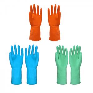 Quality Dip Flocklined Cleaing Table Household Cleaning Gloves 300mm Latex Gloves for sale