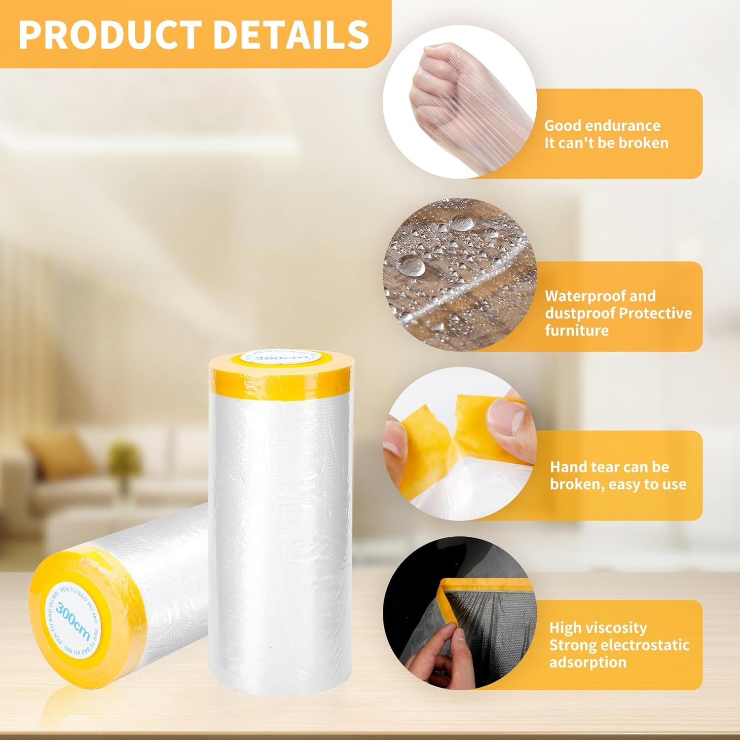Pre-Taped Dust Protection Washi Paper Tape Masking Film