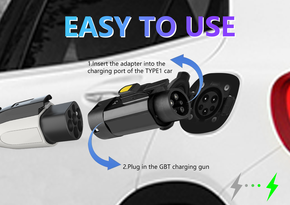 PC Copper Material and Suitable for 220V Input Voltage GBT to Type1/J1772 Converter EV Car Charge Adapter 220V 32A 7KW