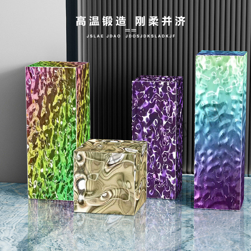 304 Water Ripple Stainless Steel Texture PVD Iridescent Metal Sheet For Art Decoration