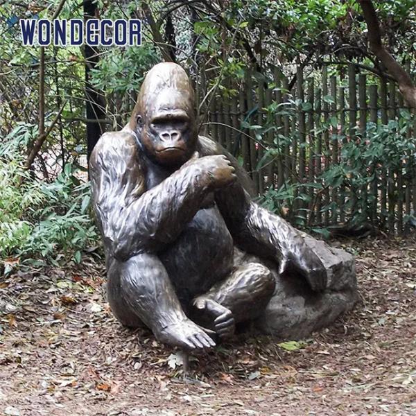 Brass Casting Life Size Gorilla Garden Statue 190cm Big Size