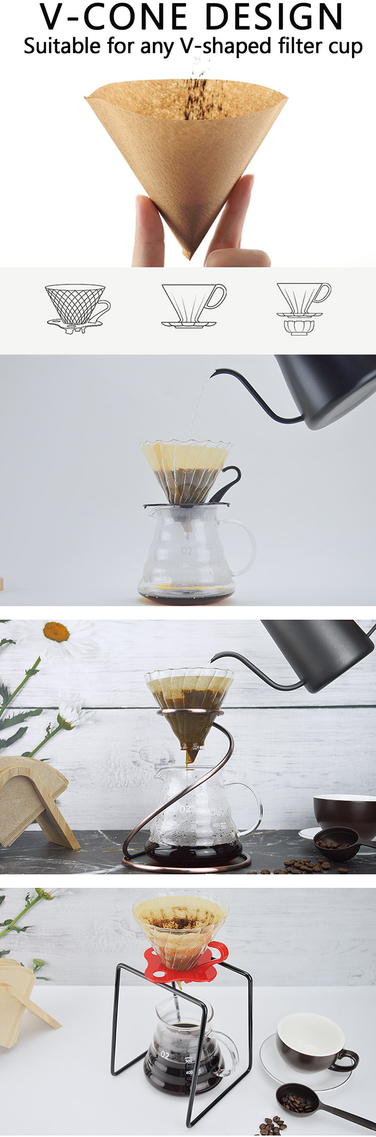 Heat Seal Drip Coffee Filter Bags Permeable Sector Coffee Paper Filter