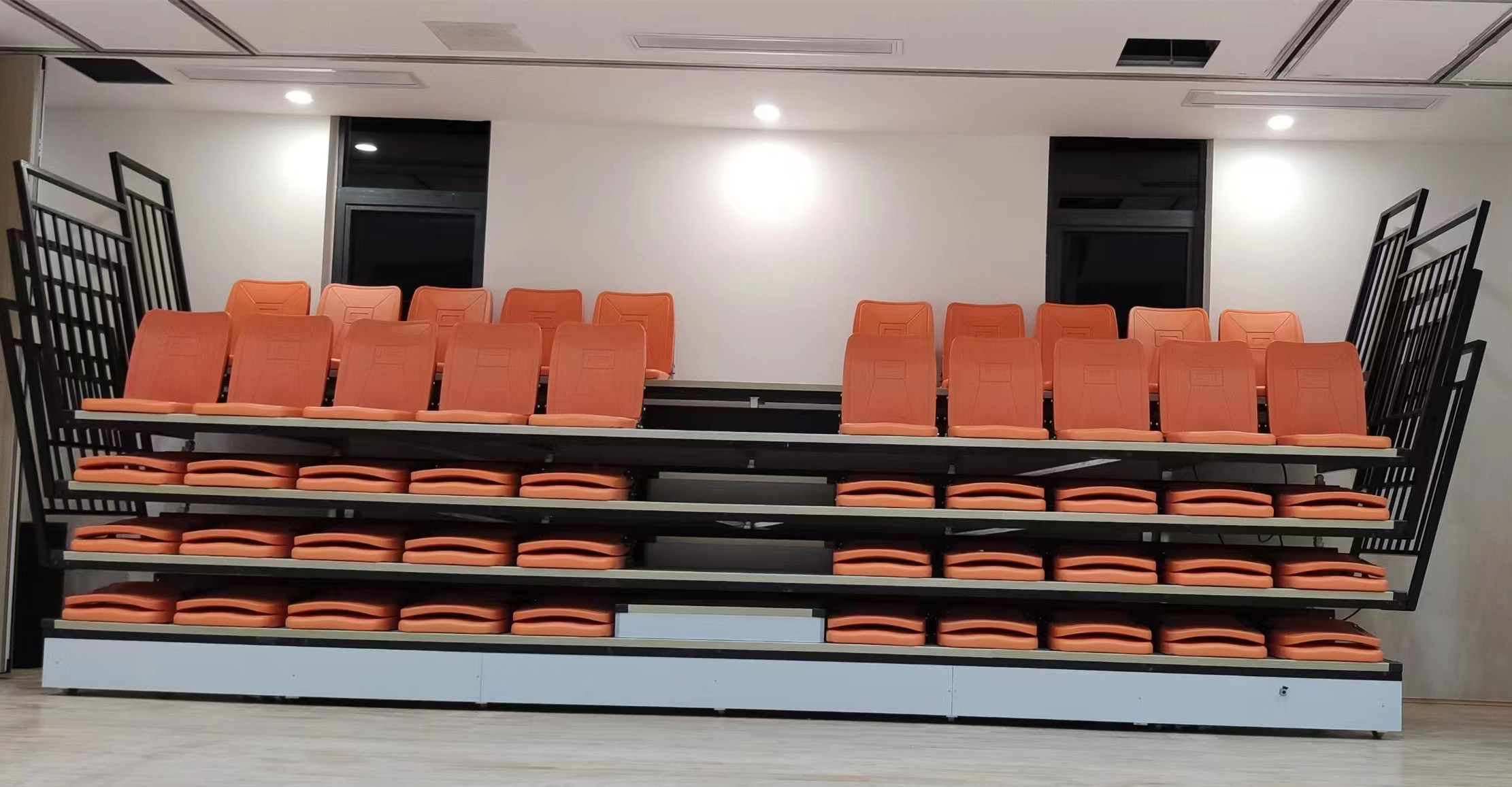 Retractable Seating System Floor Mounted Seating With Anti-Skid Strips