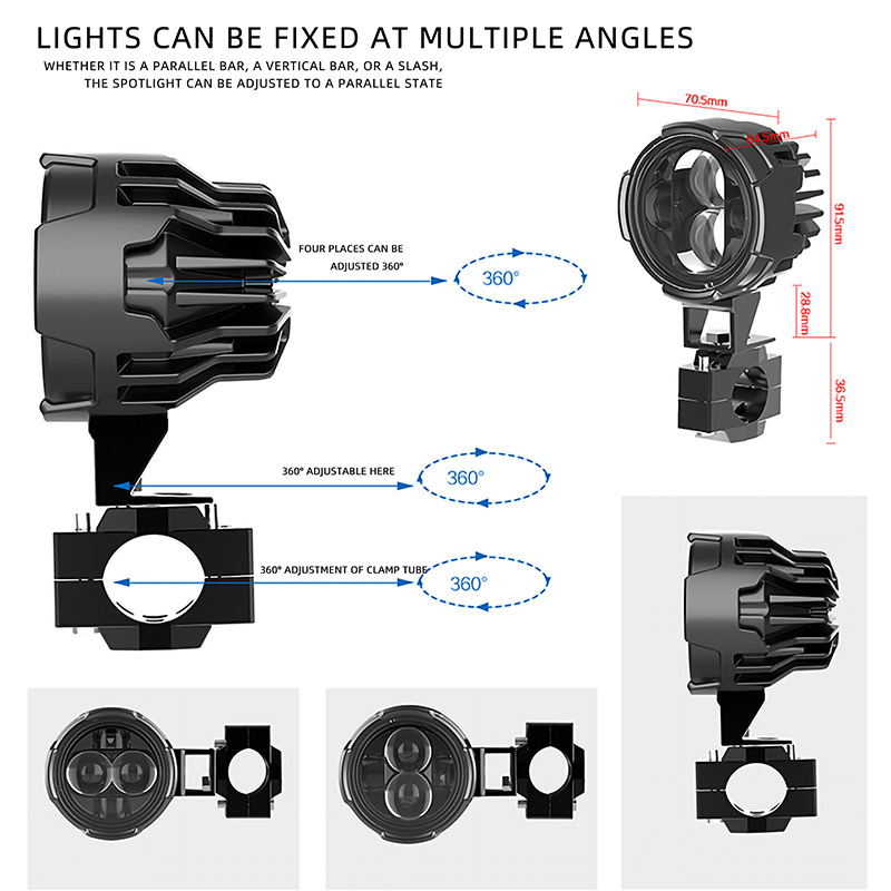 Motorbike Scooters Fog 120W 12000LM/Pair 6500K White Spot Light with Switch Headlight