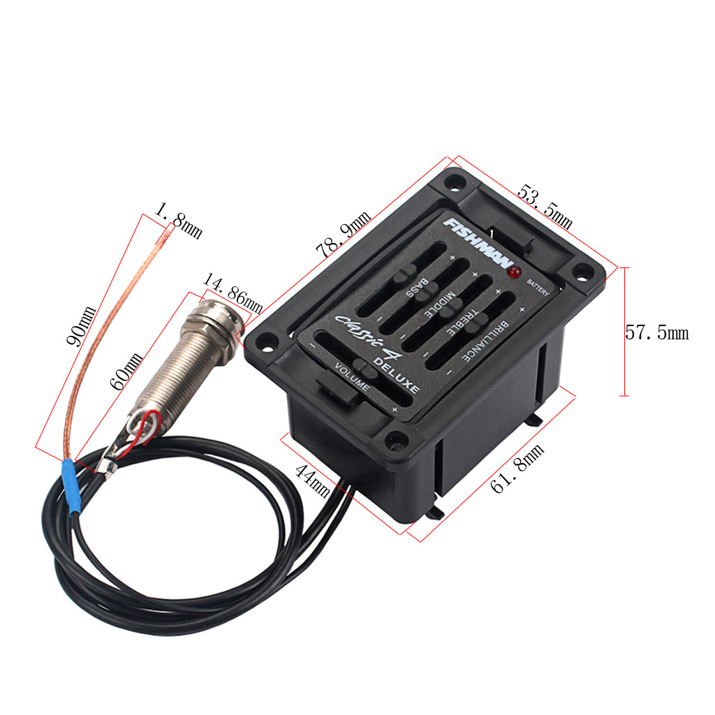 Preamp 4 Bands Acoustic Guitar Equalizer Piezo Pickup With Tuner Guitar Parts