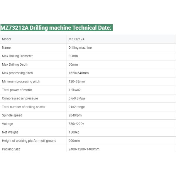 Woodworking Deep Hole Boring Machine 2800r/Min Spindles Speed
