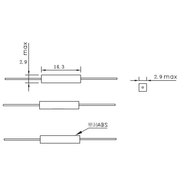 plastic reed switch for PS-10110-NO(2.9*14.3mm)