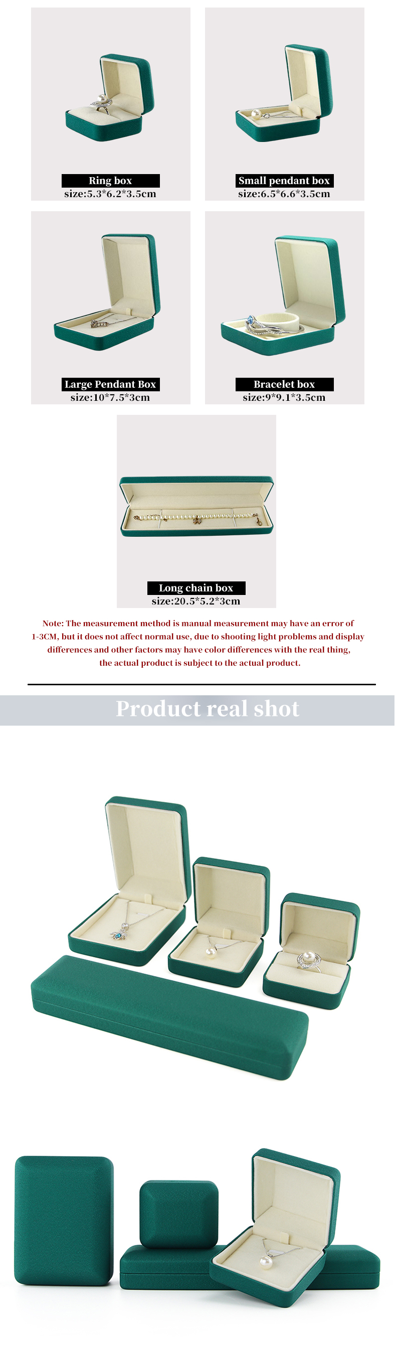 Jewelry Package Iron Necklace Ring Box for Customized Size Grade Hanhong Emerald