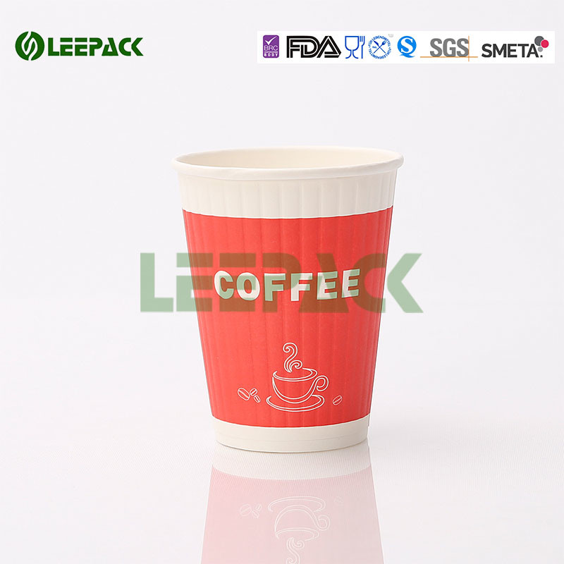 Custom logo printed disposable paper hot drink coffee tea cups with lids wholesale