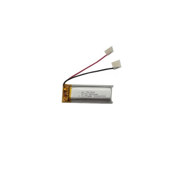 3.7V 480mAh CE Certified Lithium Polymer Battery with Customizable Connector for Torch Light and Electronics