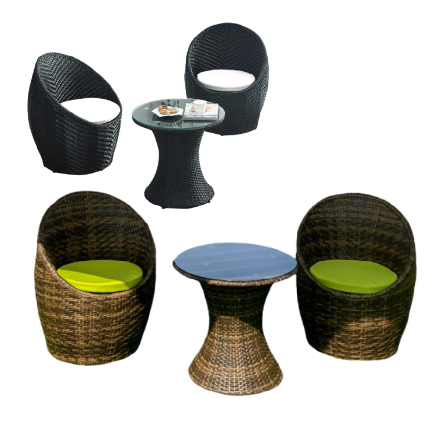 Egg Shape Modern Rattan Dining Set Patio Outdoor Rattan Wicker Furniture Sets