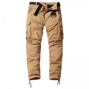 China Streetwear Clothing 100% Cotton 29-38 Size Cargo Long Straight Pants With Belt For Men on sale