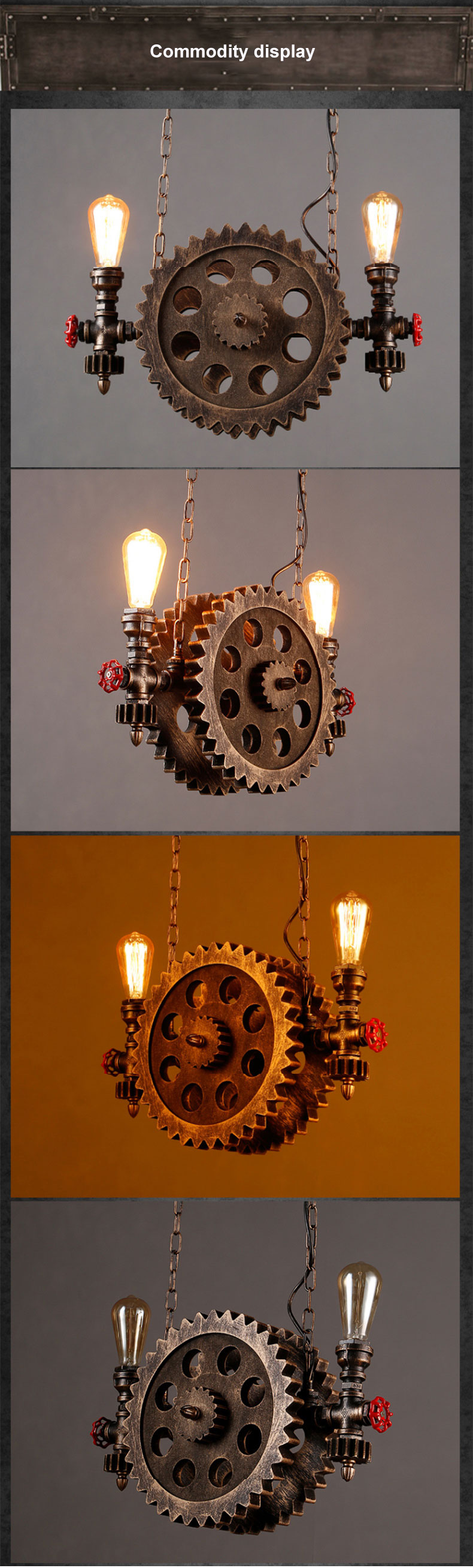 Vintage Loft Pendant Lamps Gear Clain Lights Water Pipe Arm Bar Restaurant Industry lamp(WH-VP-196)
