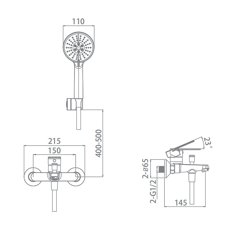 Bathroom Handshower Temperature Control Shower Faucet Wall-mounted Bath Shower Set Modern