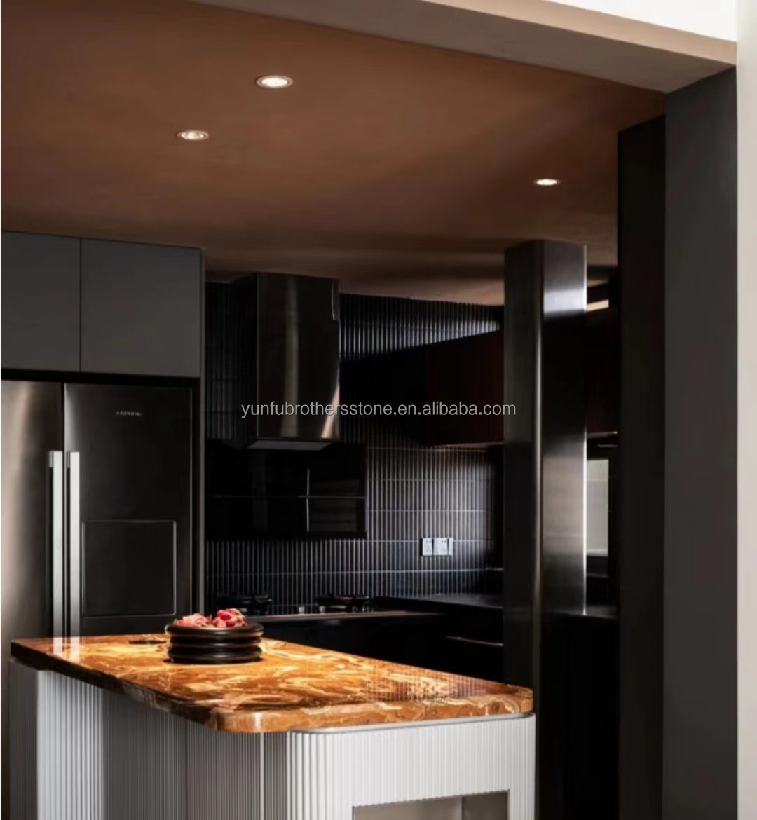 Polished Translucent Natural Tiger Red Onyx Marble for Modern Backlit Jade Hotel Design