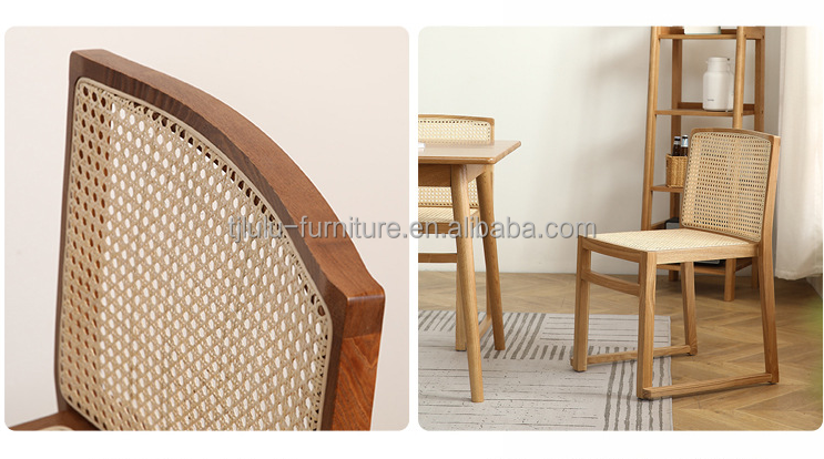 Stacked Rattan Dining Chair Custom Wood Armless Chair for Dining Room W49CM*D42.5CM*H80CM