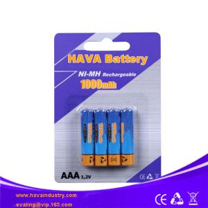 Quality NiMH Rechargeable Battery AAA1000mAh 1.2V for sale