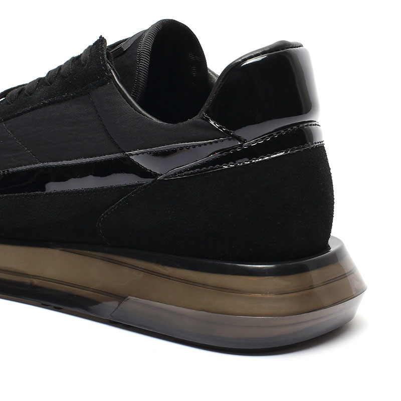 ODM Black Euro 39 Size Mens Leather Sneakers Anti Skid Lace Up